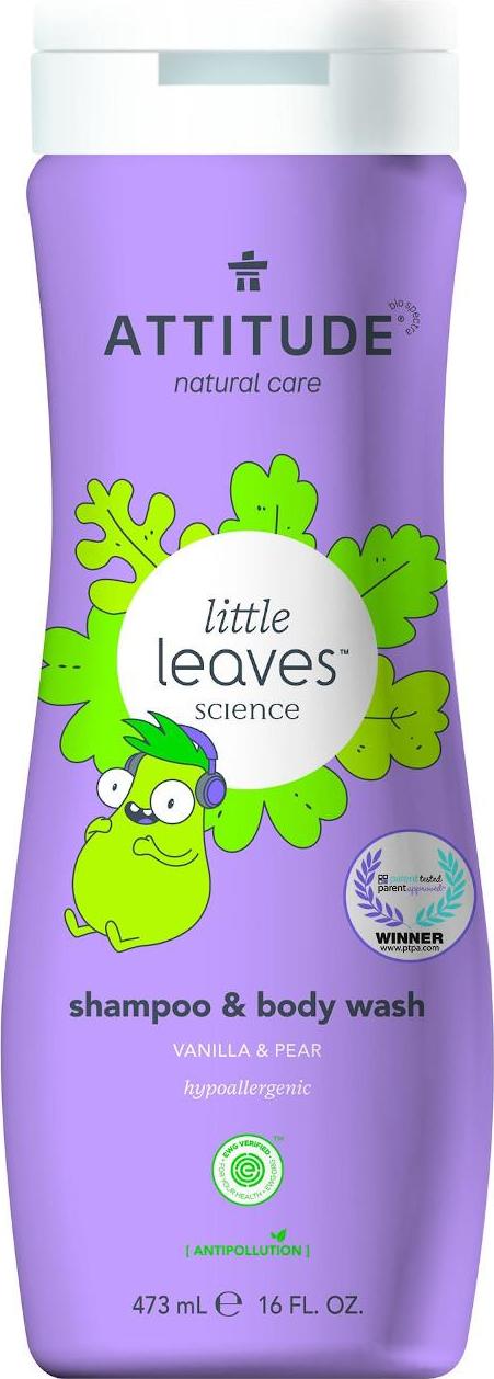 Attitude Dětské tělové mýdlo a šampon (2 v 1) Little leaves s vůní vanilky a hrušky 473 ml