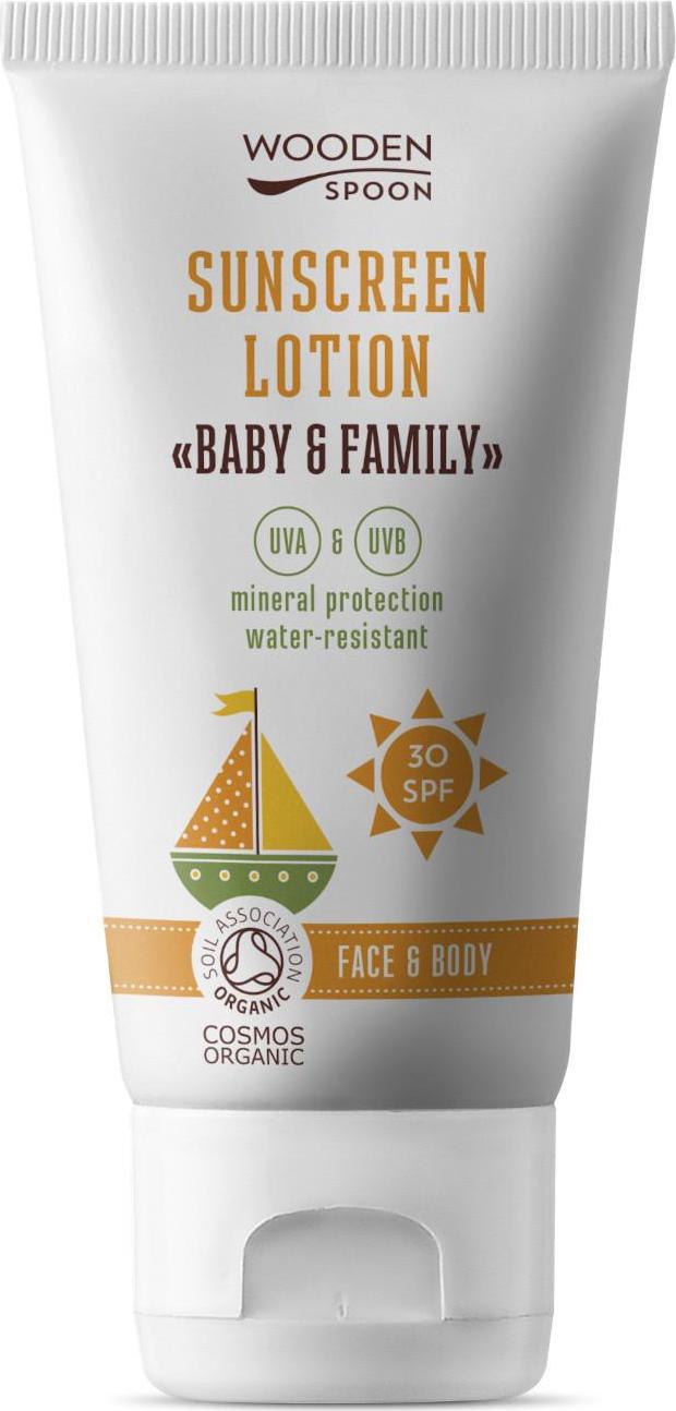 WOODEN SPOON Opalovací tělové mléko Baby & Family SPF 30 150 ml