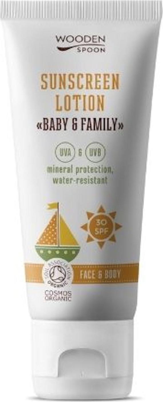 WOODEN SPOON Opalovací tělové mléko Baby & Family SPF 30 100 ml