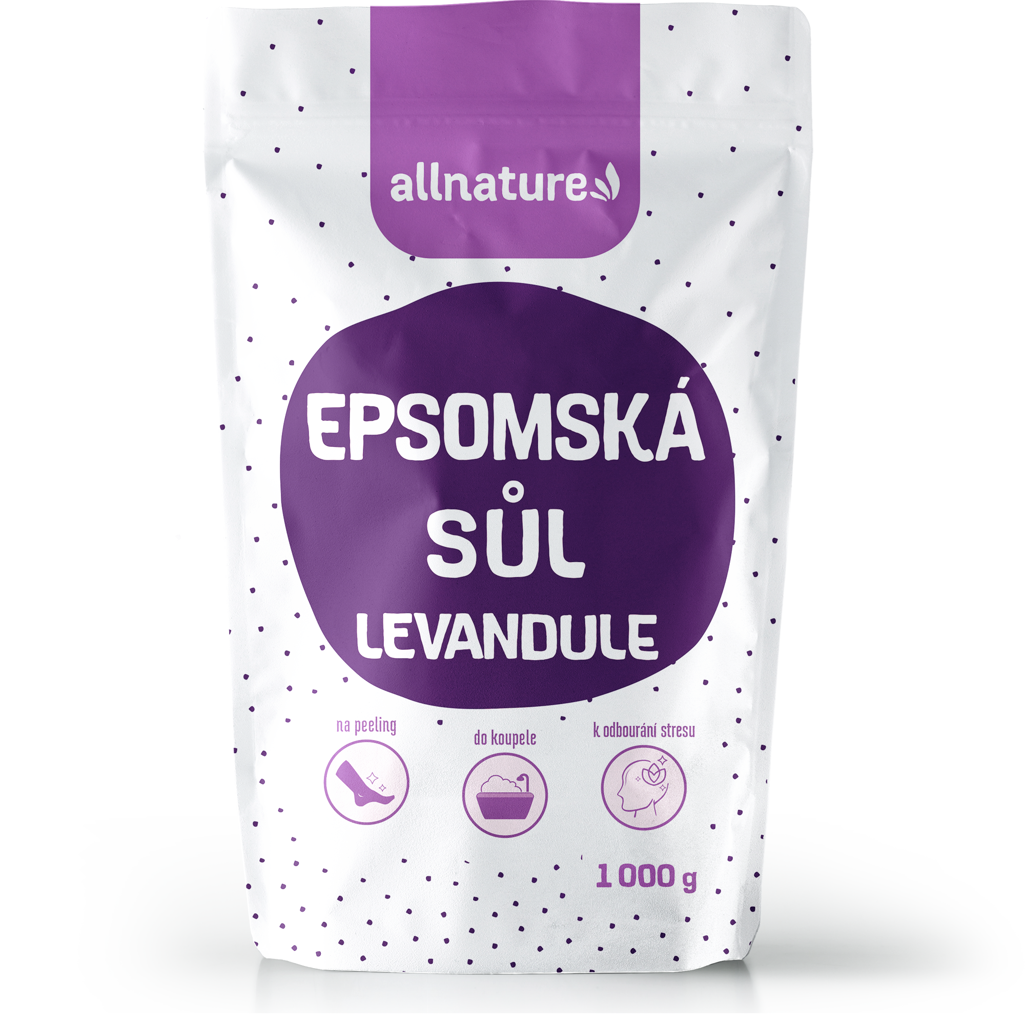 Allnature Epsomská sůl Levandule - 1 kg - pro uvolnění a zklidnění Allnature