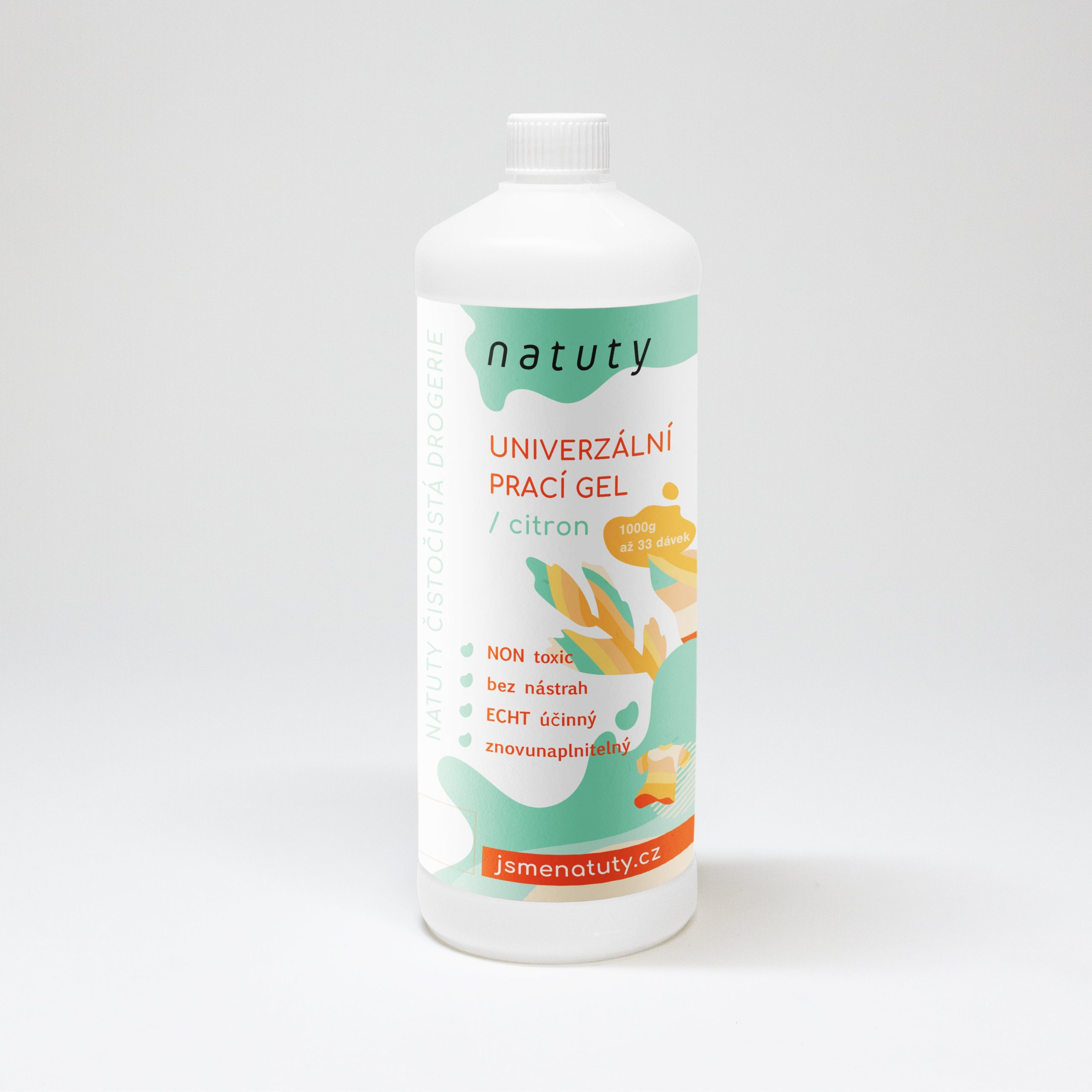 Natuty Univerzální prací gel s vůní citronu (1 l) - 33 pracích dávek v 1 litru Natuty