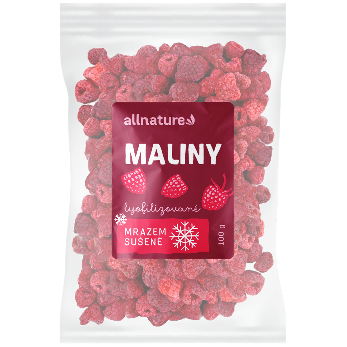 Allnature Malina sušená mrazem - 100 g - chuť a vůně čerstvých malin Allnature