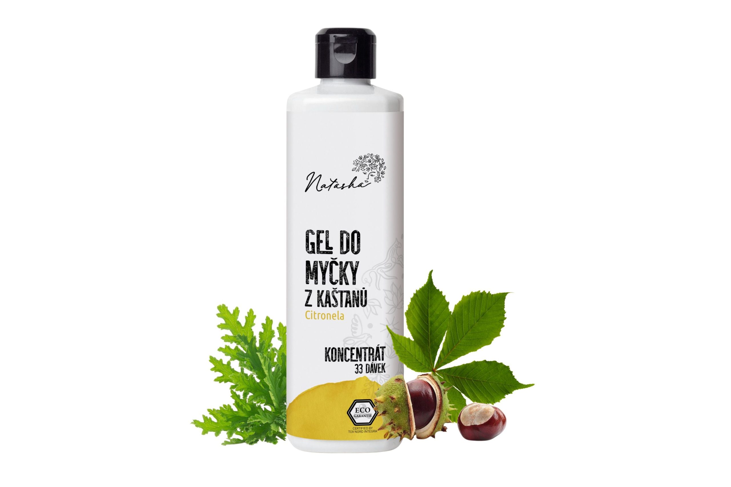 Natasha Gel do myčky z kaštanů Citronela - koncentrát - 500 ml - 33 mycích cyklů v 500 ml Natasha