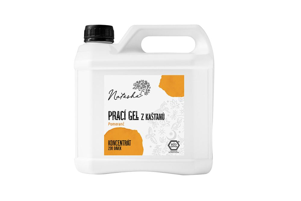 Natasha Prací gel z kaštanů Pomeranč - koncentrát - 3 l - 33 pracích dávek v 500 ml Natasha