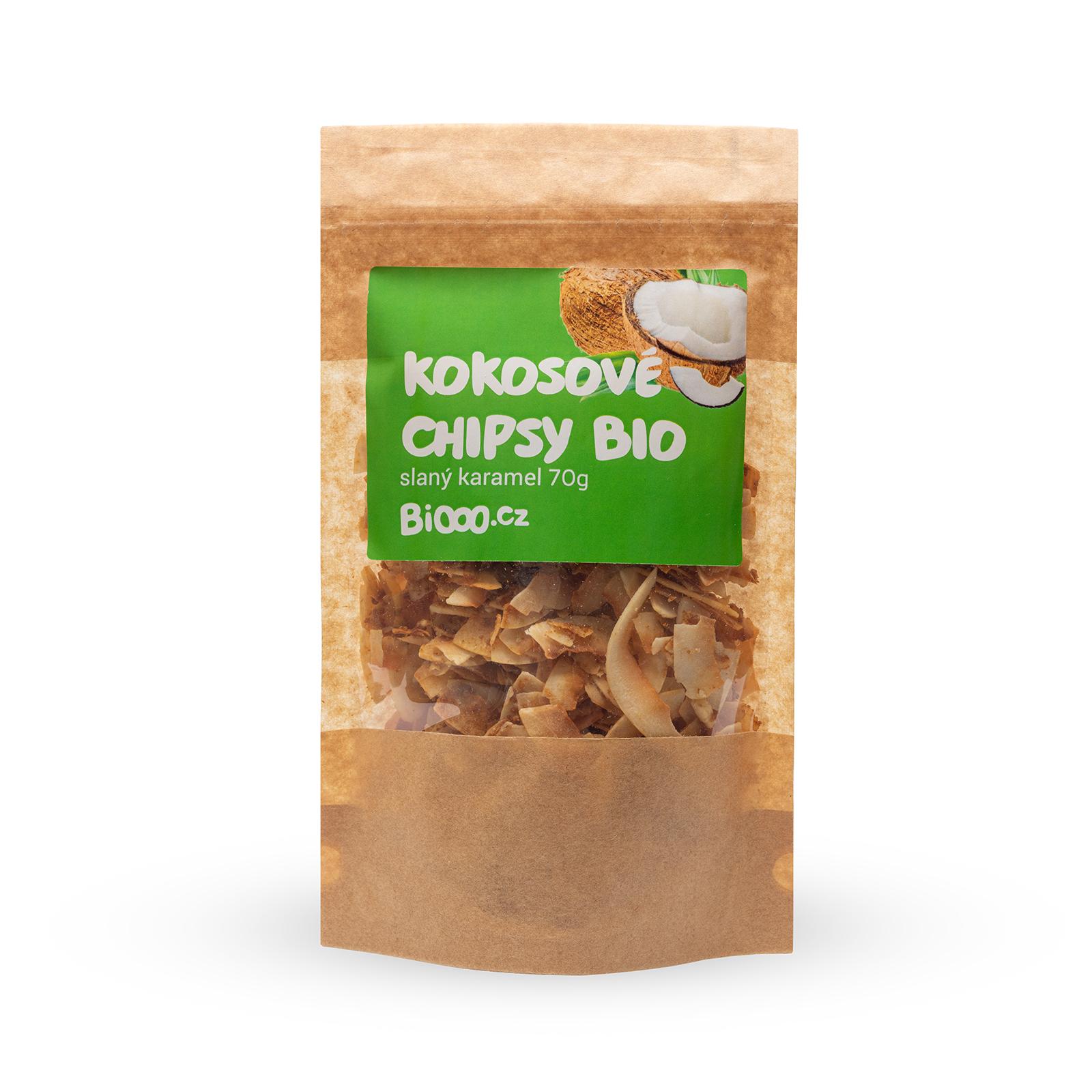 BiOOO Kokosové chipsy slaný karamel BIO 70 g