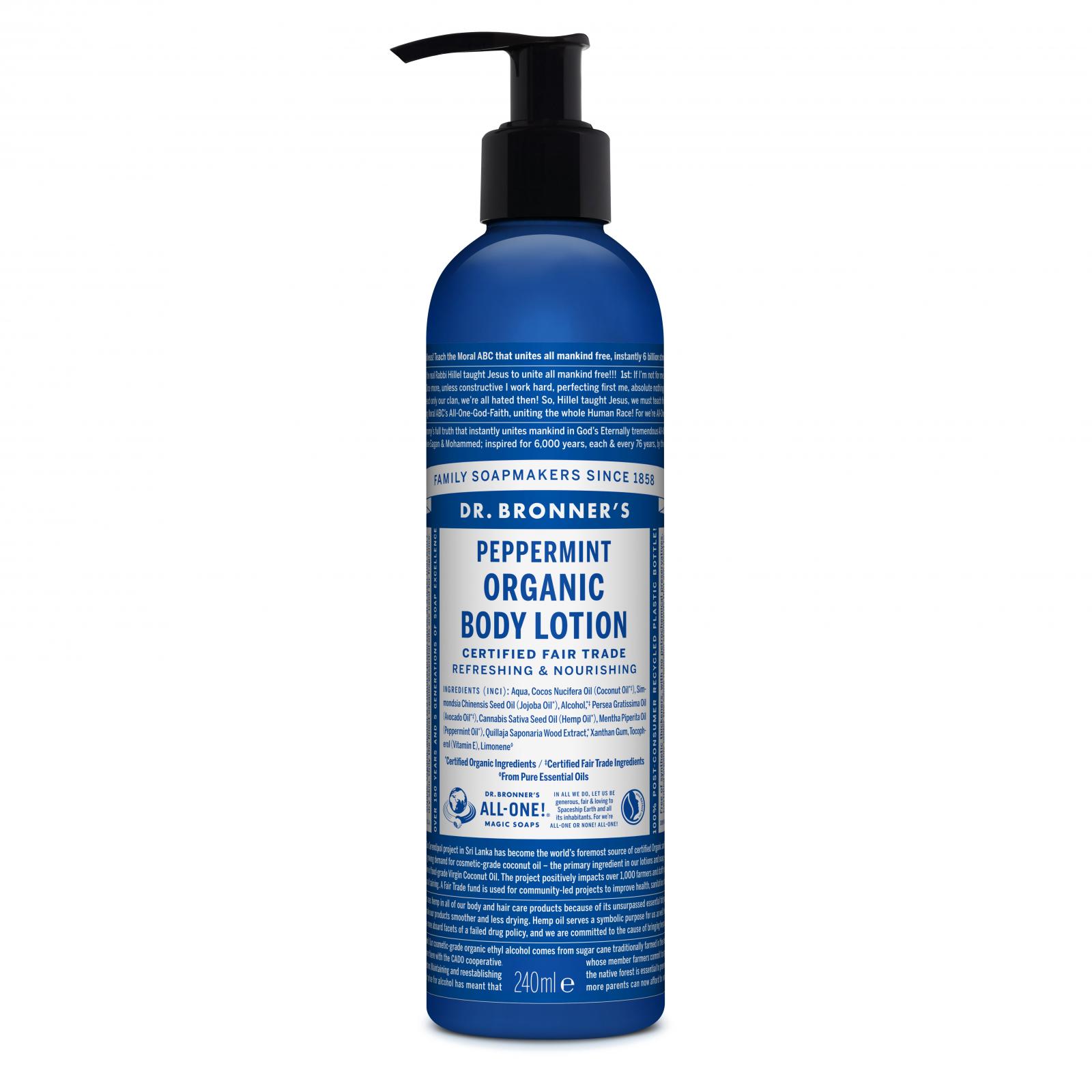 Dr. Bronner's Tělové mléko Peppermint 240 ml