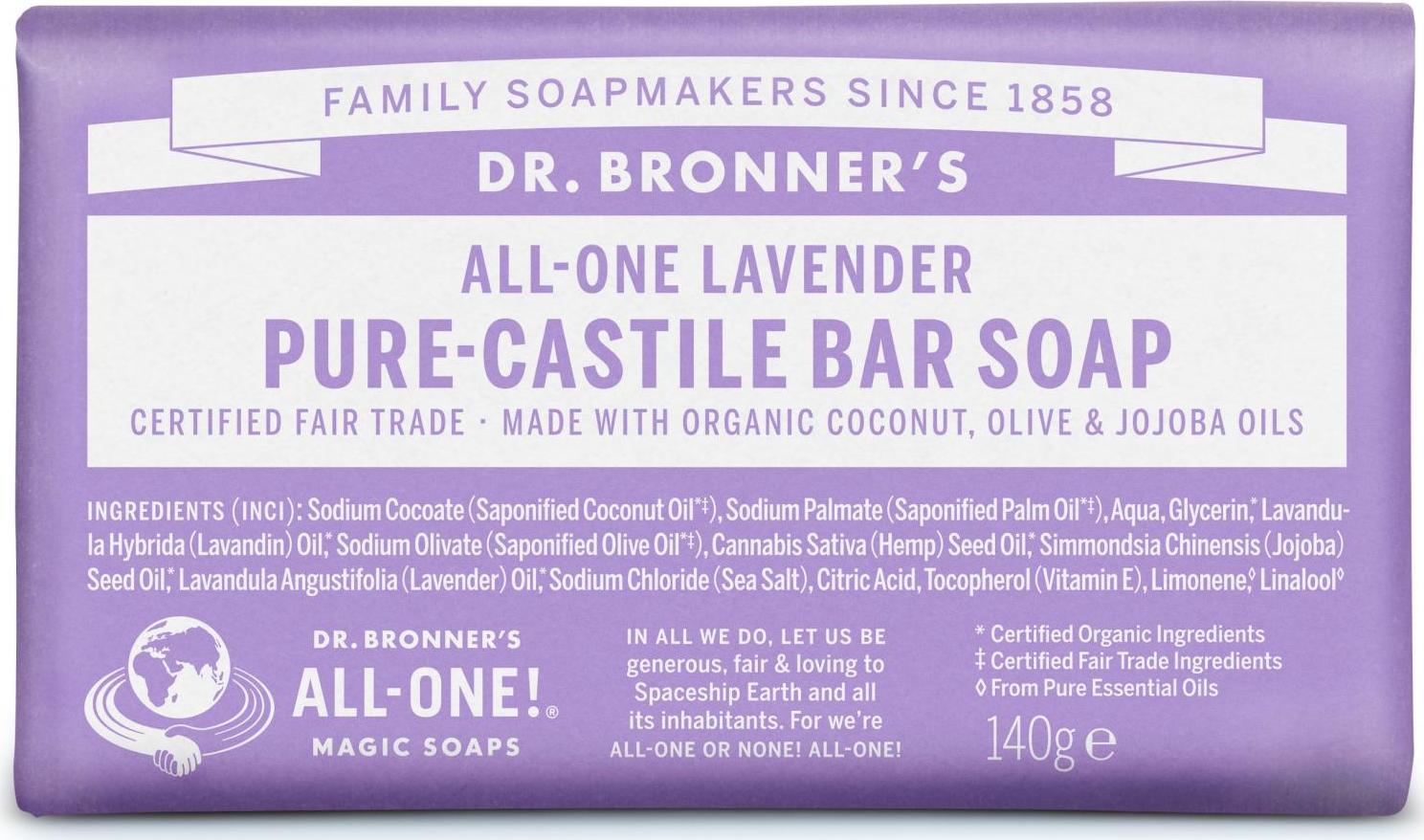 Dr. Bronner's Tuhé mýdlo Lavender 140 g