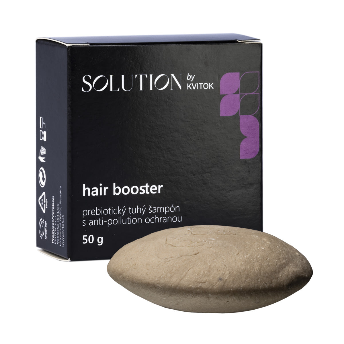 Kvitok Solution Prebiotický tuhý šampon s anti-pollution ochranou Hair Booster (50 g) - II. jakost - stimuluje růst vlasů Kvitok