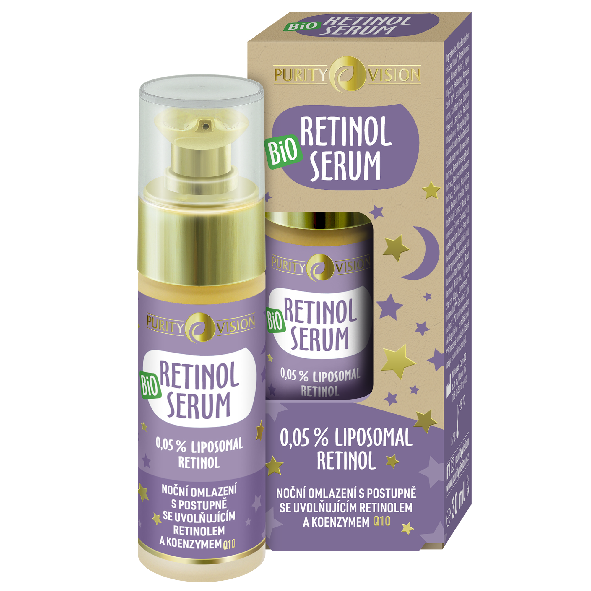 Purity Vision Pleťové sérum Retinol BIO (30 ml) - II. jakost - noční regenerace zralé pokožky Purity Vision