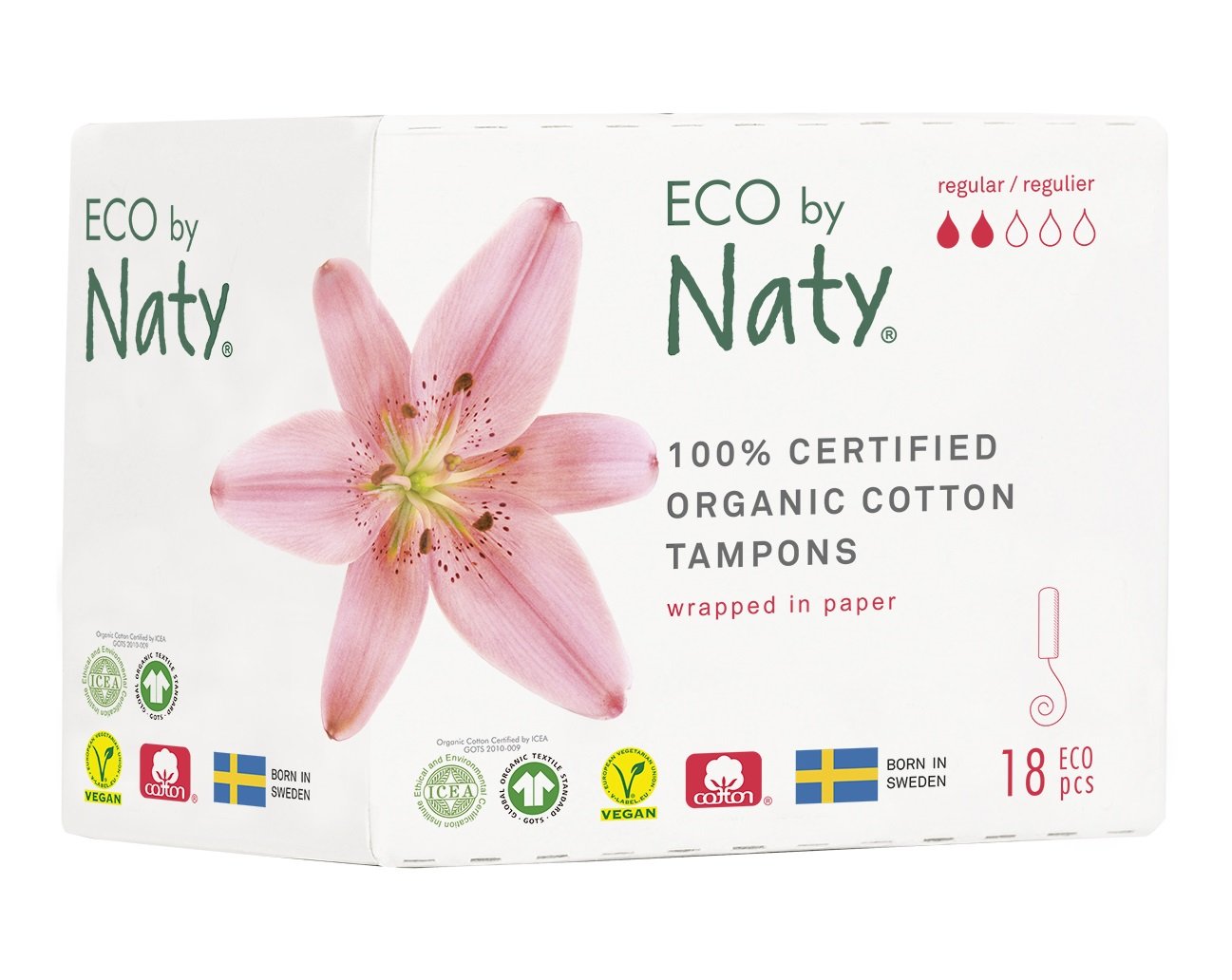 Eco by Naty Tampony Regular (18 ks) - II. jakost - 100% z biobavlny